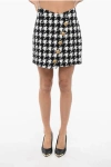 Balmain Houndstooth Patterned Tweed Miniskirt