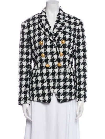 Pre-owned Balmain Houndstooth Print Blazer In Black