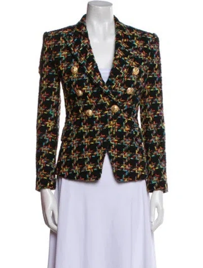 Pre-owned Balmain Houndstooth Print Blazer In Black