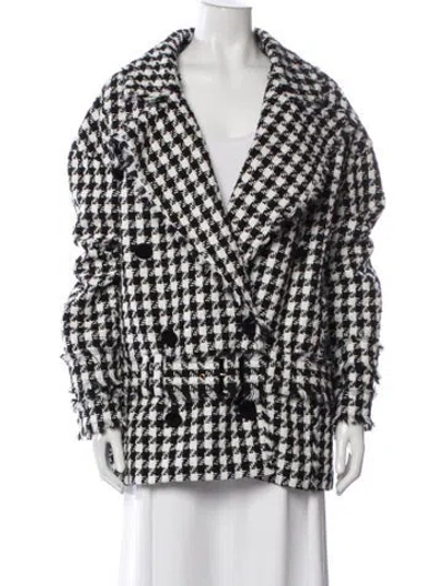 Pre-owned Balmain Houndstooth Print Blazer W/ Tags In Black