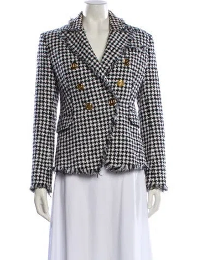 Pre-owned Balmain Houndstooth Print Blazer In White