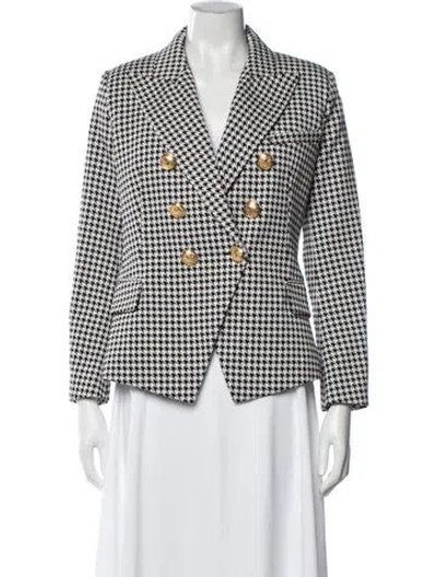 Pre-owned Balmain Houndstooth Print Blazer In White