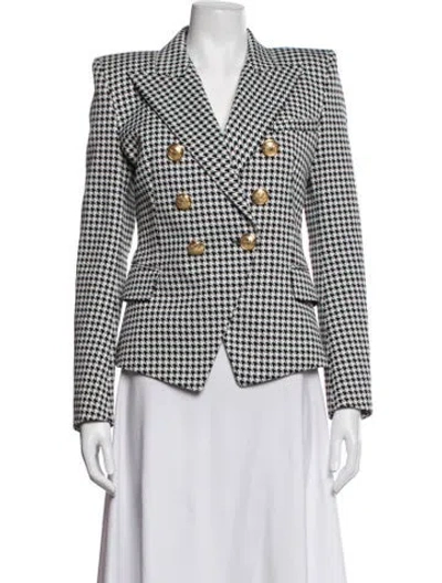 Pre-owned Balmain Houndstooth Print Blazer In White