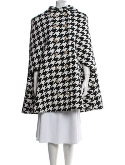Pre-owned Balmain Houndstooth Print Cape In Black