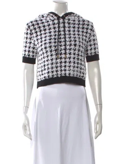 Pre-owned Balmain Houndstooth Print Crew Neck Hoodie In Black