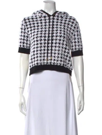 Pre-owned Balmain Houndstooth Print Crew Neck Sweater In Black