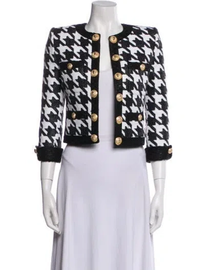Pre-owned Balmain Houndstooth Print Evening Jacket In Black