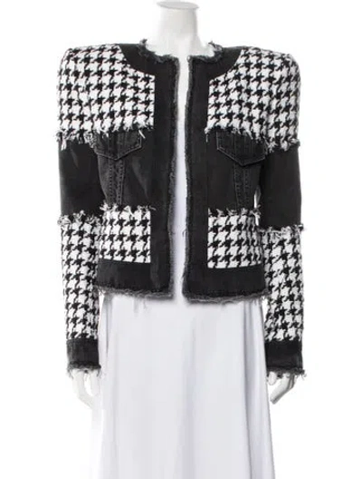 Pre-owned Balmain Houndstooth Print Jacket In Black