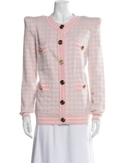 Pre-owned Balmain Houndstooth Print Jacket In Pink