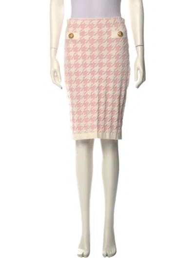 Pre-owned Balmain Houndstooth Print Knee-length Skirt In Pink
