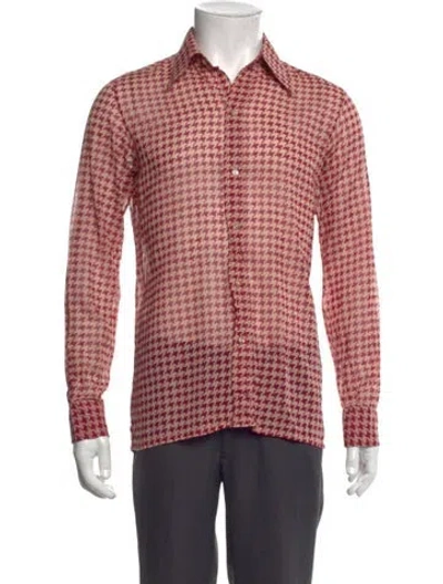 Pre-owned Balmain Houndstooth Print Long Sleeve Shirt In Multi