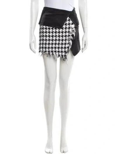 Pre-owned Balmain Houndstooth Print Mini Skirt In Black