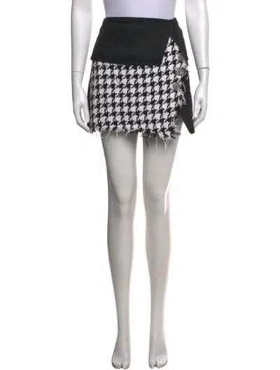 Pre-owned Balmain Houndstooth Print Mini Skirt In Black
