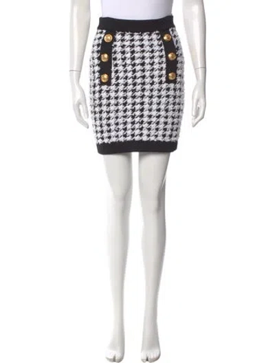 Pre-owned Balmain Houndstooth Print Mini Skirt In Multi