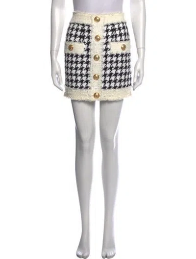 Pre-owned Balmain Houndstooth Print Mini Skirt W/ Tags In Neutrals