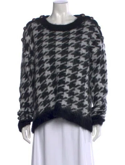 Pre-owned Balmain Houndstooth Print Scoop Neck Sweater In Black