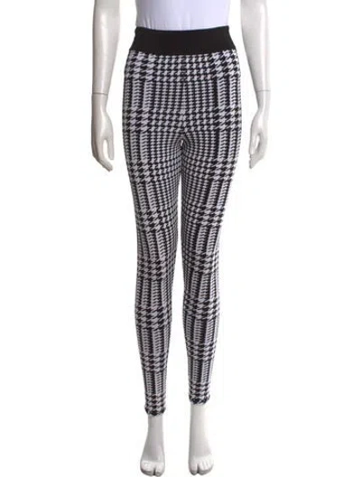 Pre-owned Balmain Houndstooth Print Skinny Leg Pants In Black