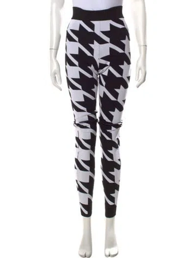 Pre-owned Balmain Houndstooth Print Skinny Leg Pants In Black