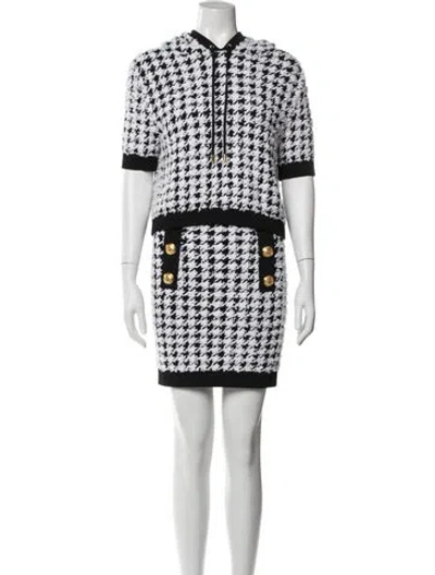 Pre-owned Balmain Houndstooth Print Skirt Set In Multi