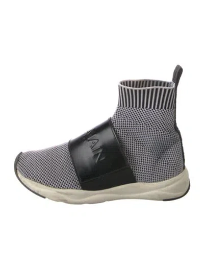 Pre-owned Balmain Houndstooth Print Sock Sneakers In Grey