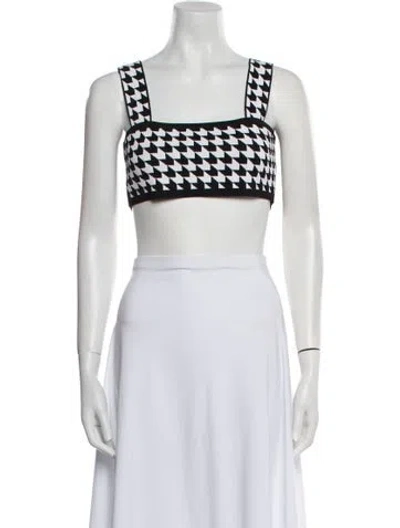 Pre-owned Balmain Houndstooth Print Square Neckline Crop Top In Multi
