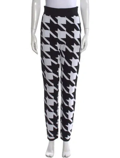 Pre-owned Balmain Houndstooth Print Straight Leg Pants In Black