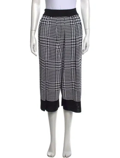 Pre-owned Balmain Houndstooth Print Straight Leg Pants In Black