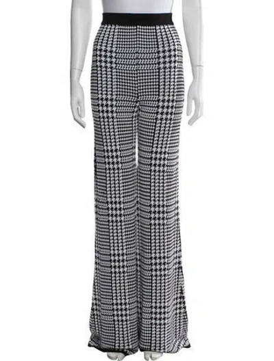 Pre-owned Balmain Houndstooth Print Wide Leg Pants In Black