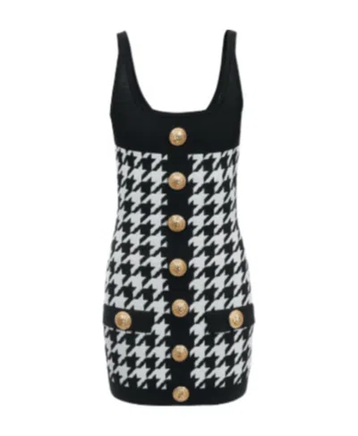BALMAIN BALMAIN HOUNDSTOOTH PRINTED BUTTONED MINI DRESS
