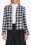Balmain Houndstooth Tweed Blazer In Gray