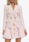 Balmain Fringed Blazer In Pink