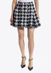 Balmain Knee Length Skirt Houndstooth Pattern In Black