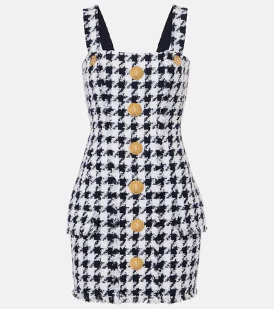 BALMAIN HOUNDSTOOTH TWEED MINIDRESS