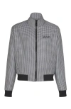 Balmain Houndstooth-pattern Zip Jacket In Black