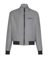 Balmain Houndstooth-pattern Zip Jacket In Gray