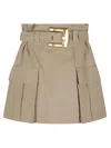 Balmain Cotton Gabardine High-waist Mini Skirt In Brown