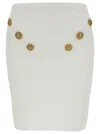 Balmain White Mini Pencil Skirt With Jewel Buttons