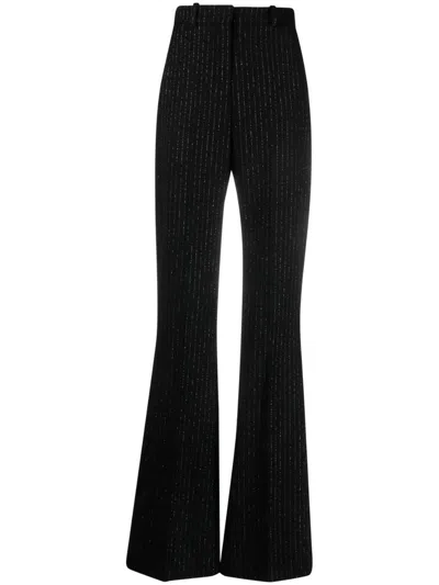 Balmain Hw Lurex Striped Straight Pants Clothing In Black