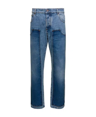 Balmain Hybrid Panelled Straight-leg Jeans In Blue