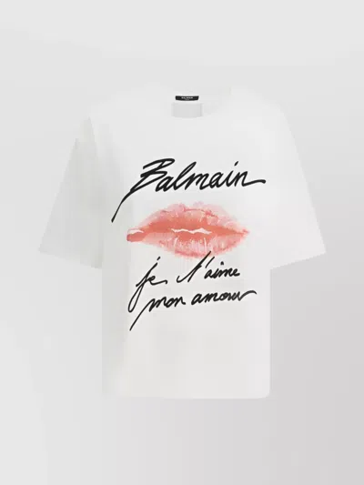BALMAIN ICONIC MONOGRAM GRAPHIC PRINT T-SHIRT