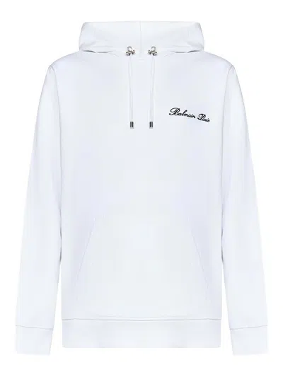 BALMAIN ICONIC WHITE COTTON HOODIE