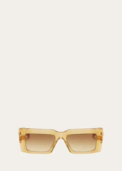 BALMAIN IMPERIAL ACETATE & TITANIUM RECTANGLE SUNGLASSES