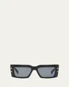 Balmain Imperial Rectangular Chain Sunglasses In Blk-gld
