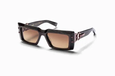 Balmain Imperial Brown Gradient Rectangular Unisex Sunglasses Bps-145f Brn-brn 53 In ["brown"]
