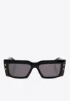 Balmain Imperial Rectangular Chain Sunglasses In Gray