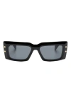 Balmain Imperial Rectangular Chain Sunglasses In Black