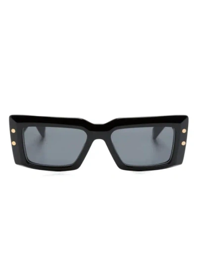 Balmain Imperial Rectangular Sunglasses In Black