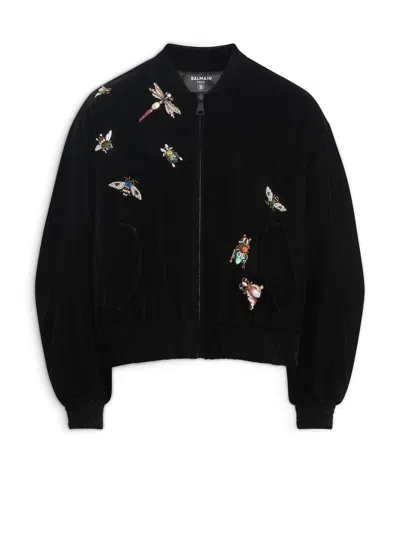 Balmain Insect Bomber Jacket In Black