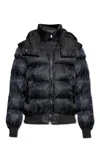Balmain Short Nylon Jacquard Down Jacket With Black Monogram Men In Black
