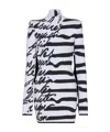 Balmain Stripe Love Letter Jacquard Knitted Dress In White